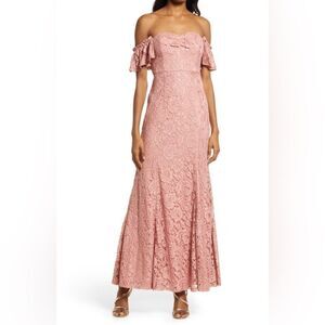 Lulus adorning hearts lace off the shoulder maxi dress size xl